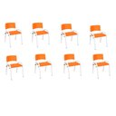 Ver imagem 1 de Kit 8 Cadeiras Infantil Iso, Escola, Base Branco- Laranja