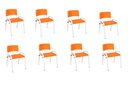 Ver imagem 1 de Kit 8 Cadeiras Infantil Iso, Escola, Base Branco- Laranja