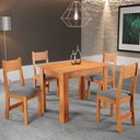 Ver imagem 1 de Mesa de Jantar 4 Lugares Neide Mel/veludo Cinza 26293 - Pnr Móveis