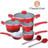 Jogo de Panelas Antiaderente MasterChef Oficial 7 Peças Com Pegadores de Silicone - Vermelho - 1