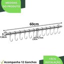 Ver imagem 6 de Porta Utensílios e Talheres 60cm com 12 Ganchos Cromado Fs