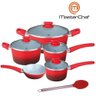 Jogo de Panelas Antiaderente MasterChef Oficial 6 Peças Com Colher - Vermelho - 1