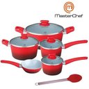 Ver imagem 1 de Jogo de Panelas Antiaderente MasterChef Oficial 6 Peças Com Colher - Vermelho