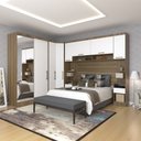 Ver imagem 1 de Quarto de Canto Casal com Guarda Roupas com Espelho e Mesas de Cabeceira Paris Luciane Móveis