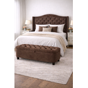 Ver imagem 1 de Kit de Quarto Lisboa Cabeceira de Cama Box e Calçadeira Baú Queen 160 Cm Suede Marrom Eli Móveis e D