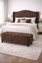 Ver imagem 1 de Kit de Quarto Lisboa Cabeceira de Cama Box e Calçadeira Baú Queen 160 Cm Suede Marrom Eli Móveis e D