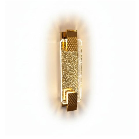 Luminária Arandela de Cristal Bolhas Dourado Brilho Led 3x1