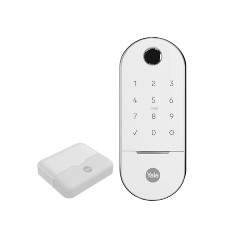 Combo Fechadura Digital Lia Bp para Porta Correr Branca Yale