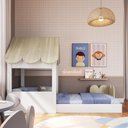 Ver imagem 4 de Cama Infantil Montessoriana Casinha Solteiro Araguaia Branco/Carvalho - Completa Móveis