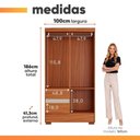 Ver mais imagens de Guarda Roupas Solteiro Mel 4 Portas Bater 2 Gavetas MDP Mel Madeirado-Off White Aramóveis