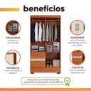 Ver imagem 2 de Guarda Roupas Solteiro Mel 4 Portas Bater 2 Gavetas MDP Mel Madeirado-Off White Aramóveis