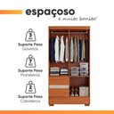 Ver imagem 4 de Guarda Roupas Solteiro Mel 4 Portas Bater 2 Gavetas MDP Mel Madeirado-Off White Aramóveis