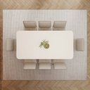 Ver imagem 5 de Conjunto Sala de Jantar Mesa com Tampo 100% MDF Vidro e Canto Arredondado com 8 Cadeiras Olívia Off White/Nature/Courano Caramelo/Linho