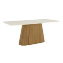 Ver mais imagens de Conjunto Sala de Jantar Mesa com Tampo 100% MDF Vidro e Canto Arredondado com 8 Cadeiras Olívia Off White/Nature/Courano Caramelo/Linho