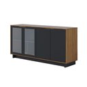 Ver imagem 1 de Balcão Aparador Buffet 4 Portas Naelly Noce Milano/preto Fosco C04 - D’Rossi