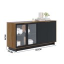 Ver imagem 3 de Balcão Aparador Buffet 4 Portas Naelly Noce Milano/preto Fosco C04 - D’Rossi