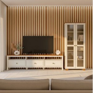 Conjunto de Sala 2 Peças com 1 Rack e 1 Cristaleira Madeira Maciça Ananda CabeCasa MadeiraOriginals