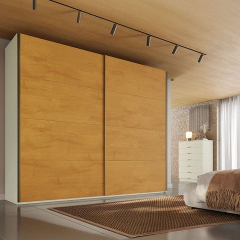 Guarda-Roupa Casal Hanover 2 Portas 6 Gavetas 100% MDF Flex Off White/Peroba - Mademarques