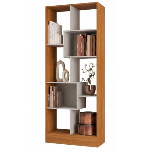 Estante Livreiro 73cm com Nichos Dora Cinamomo/Off Z49 - Mpozenato