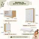 Ver mais imagens de Quarto de Bebê Completo com Berço Americano 3 em 1 p/Colchão 130x70cm Flor Multimóveis MP4938
