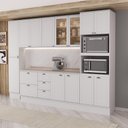 Ver imagem 1 de Cozinha Completa com Balcão Milla City Trio 13 Portas 5 Gavetas MDF Branco Móveis Carraro