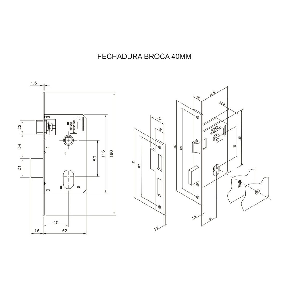 Kit 5 Fechadura Colonial para Porta Interna Alvanca - MGM - 6