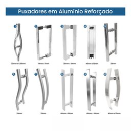 Puxador Chato H Um Furo Porta Box Vidro 50 Cm - 6