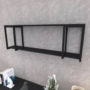 Prateleira Industrial Suspensa Estante Parede Nicho Preto Ferro e Madeira Suporte Pratileira
