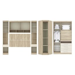 Guarda Roupa de Canto Casal 10 Portas com Cabeceira e Painel Giratório para Tv Master Luciane Móveis - 2