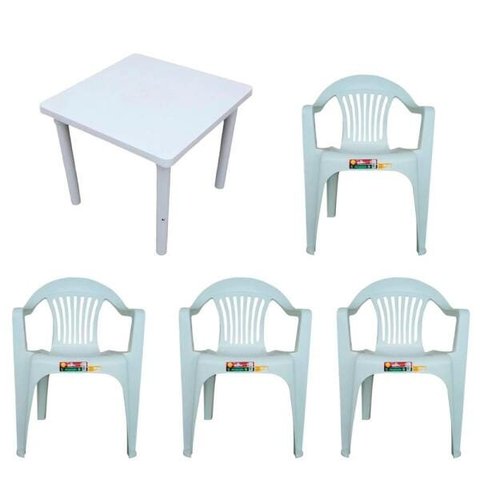 Conjunto de Mesa Desmontável 83cm e 4 Cadeiras Poltrona 182Kg