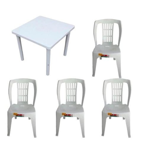 Conjunto de Mesa Desmontável 83cm e 4 Cadeiras Bistrô S/Apoio 182Kg