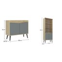 Ver imagem 3 de Buffet Aparador 2 Portas Retrô 88cm e Cristaleira Cinza/Amendoa/Acqua