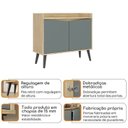 Ver imagem 5 de Buffet Aparador 2 Portas Retrô 88cm e Cristaleira Cinza/Amendoa/Acqua
