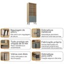 Ver imagem 4 de Buffet Aparador 2 Portas Retrô 88cm e Cristaleira Cinza/Amendoa/Acqua