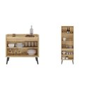 Ver imagem 6 de Buffet Aparador 2 Portas Retrô 88cm e Cristaleira Cinza/Amendoa/Acqua