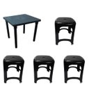 Ver imagem 1 de Kit 1 Mesa Des. 83cm e 4 Banqueta Preta Capacidade 120Kg