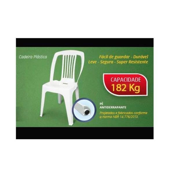 Kit 20 Cadeira Plástica Bistrô Branca Reforçada Carga 182kg - 3