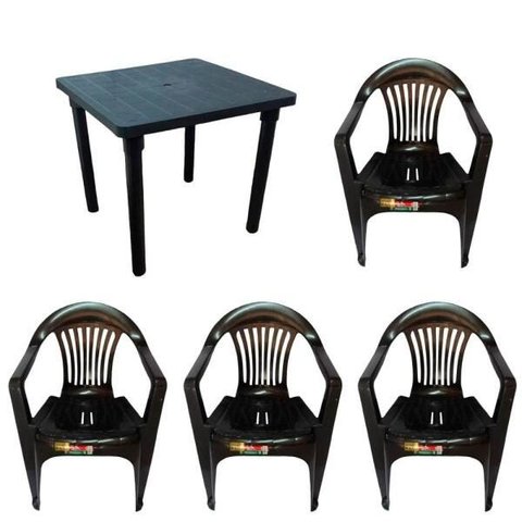 Kit 1 Mesa Desmontável 83cm e 4 Cadeira Preta 182kg