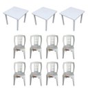 Ver imagem 1 de Kit 3 Mesa Desmontável 83cm e 8 Cadeira Bistrô S/Apoio 182Kg