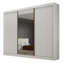 Ver imagem 1 de Guarda Roupa Casal 3 Portas San Marino Gold 6 Gavetas Branco Ripado com Espelho - Leifer