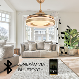 Ventilador Teto Retratil Led Controle Remoto Bluetooth T&a - 1372 - 5