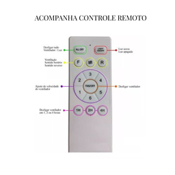 Ventilador Teto Retratil Led Controle Remoto Bluetooth T&a - 1372 - 6