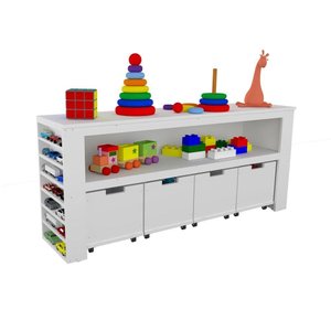 Organizador com Baús Porta Livros e Carrinhos Ajax 100% Mdf
