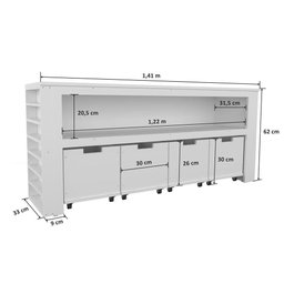 Organizador com Baús Porta Livros e Carrinhos Ajax 100% Mdf - 5