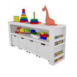 Organizador com Baús Porta Livros e Carrinhos Ajax 100% Mdf - 10