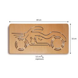 Quadro Decorativo Motocicleta Vintage com Led Madeira Nobre - 3