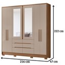 Ver imagem 2 de Guarda Roupa Casal San Francisco com Espelho 6 Portas Carvalho Fendi Moval