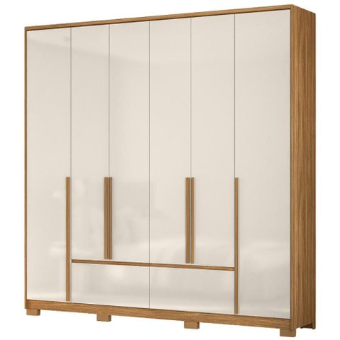 Guarda Roupa Casal 6 Portas 222 Cm Denver Freijo Off White Moval