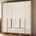 Ver imagem 2 de Guarda Roupa Casal 6 Portas 222 Cm Denver Freijo Off White Moval