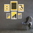 Ver imagem 2 de Kit Composição 6 Quadros Artes Bauhaus Preto e Amarelo - com Vidro:moldura Preta